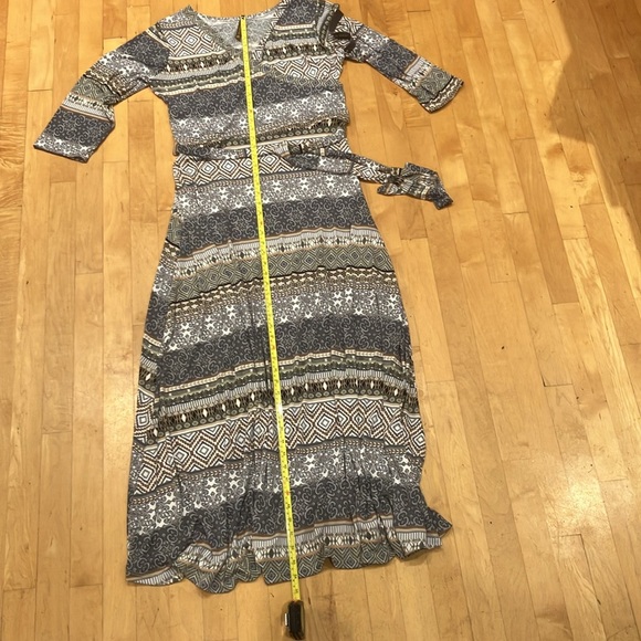 NEW jersey-knit maxi dress grey Large Jean-Pierre Klifa Paris - Picture 7 of 9